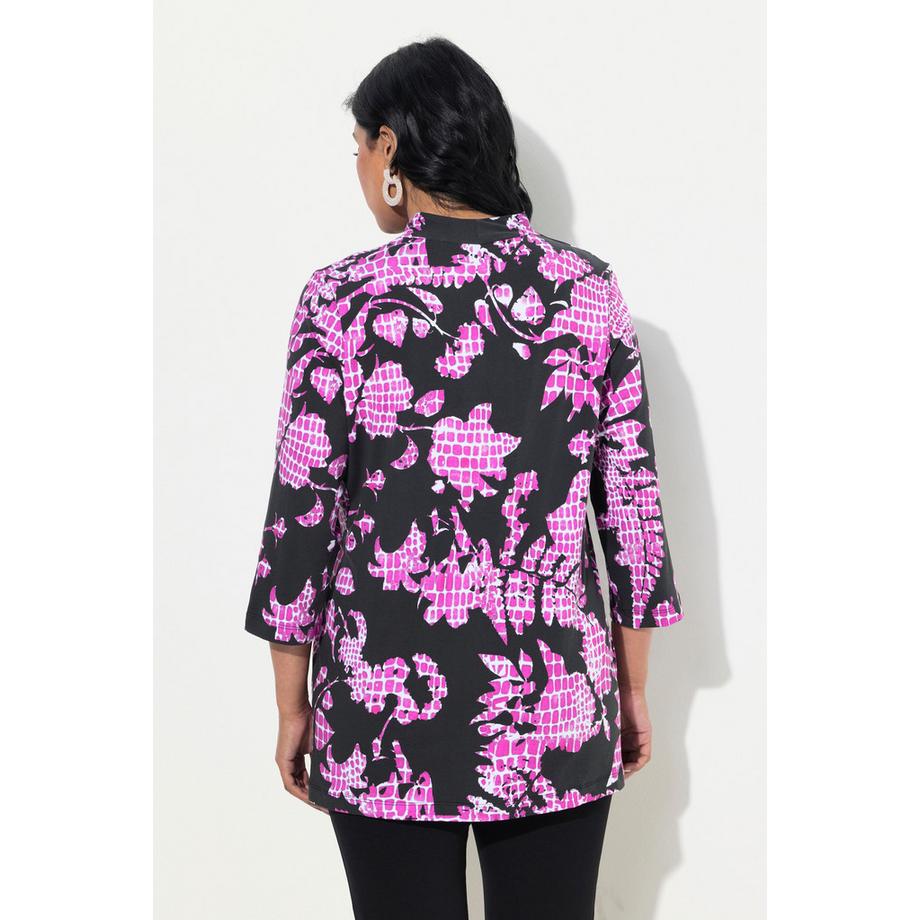 Ulla Popken Maglietta in cotone Pima linea ad A con collo a calice e maniche 3/4  