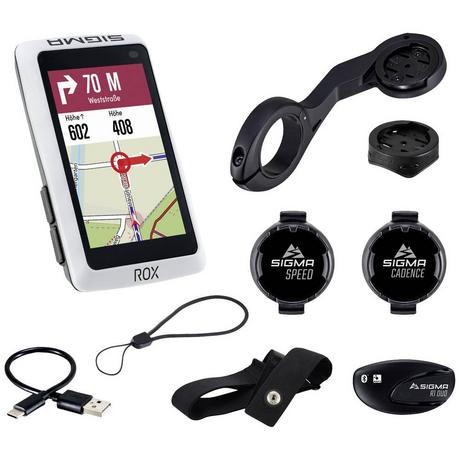 SIGMA  Sport ROX 12.1 EVO Sensor Set White - Fahrradcomputer GPS mit Fahrradoptimiertem Kartenmaterial 