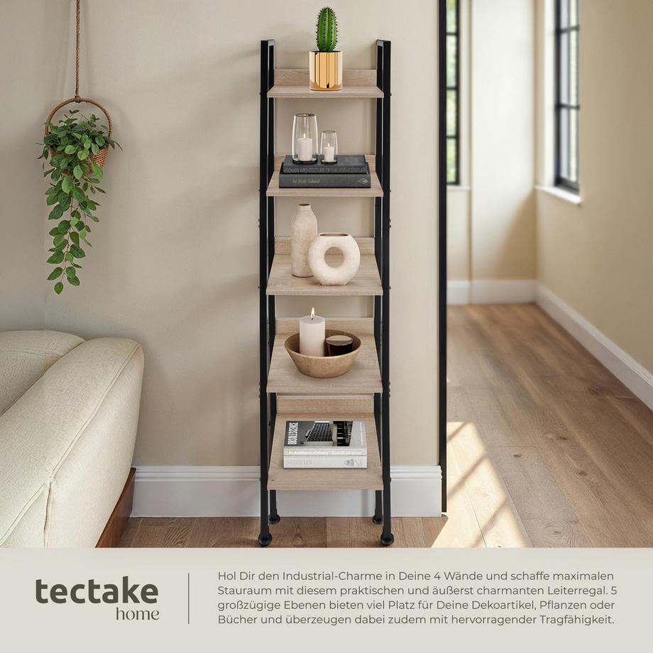 Tectake Leiterregal Folkestone Industrial Style Holz und Stahl  