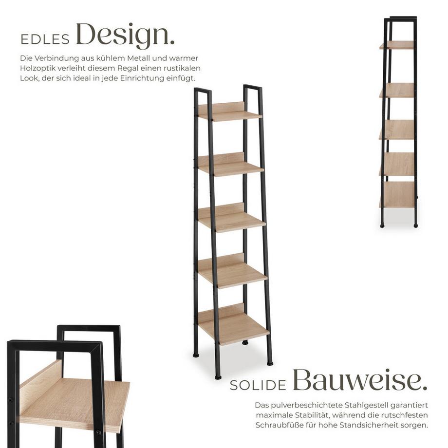 Tectake Leiterregal Folkestone Industrial Style Holz und Stahl  