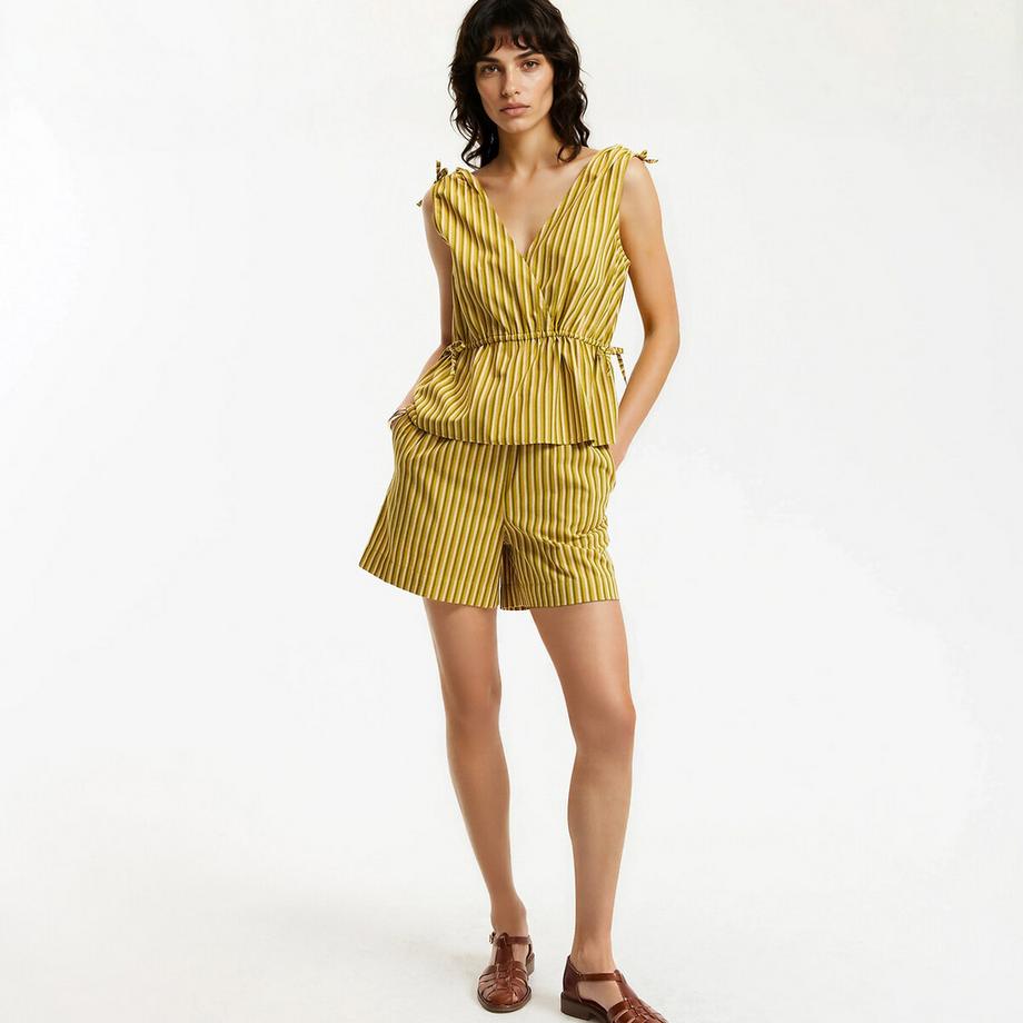 La Redoute Collections Gestreiftes ärmelloses V-Ausschnitt Top  