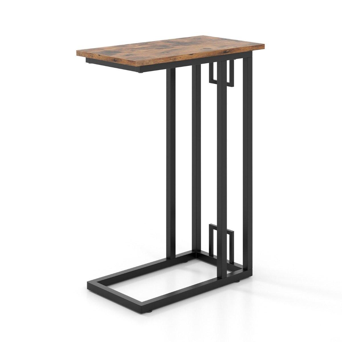 Northio Table d'appoint en forme de C, table de canapé compacte pour petits espaces, table basse avec structure en métal 48 x 26 x 66 cm  