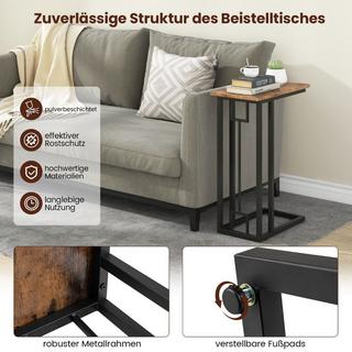 Northio Table d'appoint en forme de C, table de canapé compacte pour petits espaces, table basse avec structure en métal 48 x 26 x 66 cm  