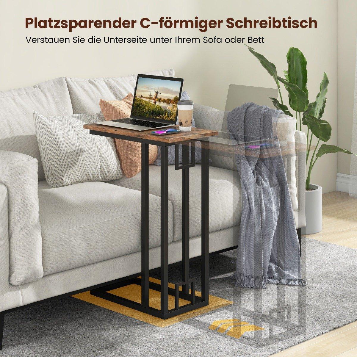 Northio Table d'appoint en forme de C, table de canapé compacte pour petits espaces, table basse avec structure en métal 48 x 26 x 66 cm  