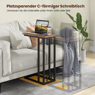 Northio Table d'appoint en forme de C, table de canapé compacte pour petits espaces, table basse avec structure en métal 48 x 26 x 66 cm  