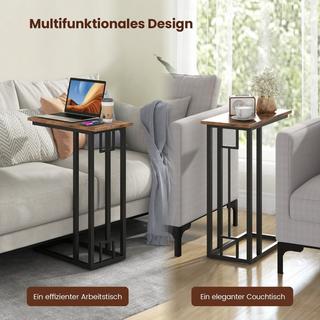 Northio Table d'appoint en forme de C, table de canapé compacte pour petits espaces, table basse avec structure en métal 48 x 26 x 66 cm  