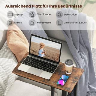 Northio Table d'appoint en forme de C, table de canapé compacte pour petits espaces, table basse avec structure en métal 48 x 26 x 66 cm  