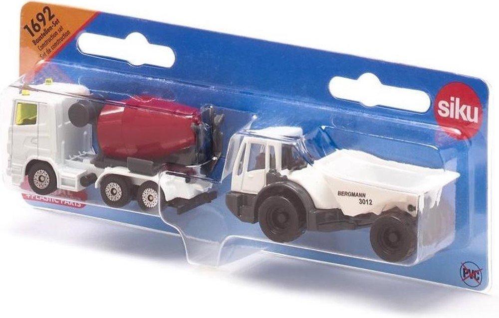 Image of 1692, Baustellen-Set, Dumper und Betonmischer, Weiß/Rot, Metall/Kunststoff, Bereifung aus Gummi Rot Bunt