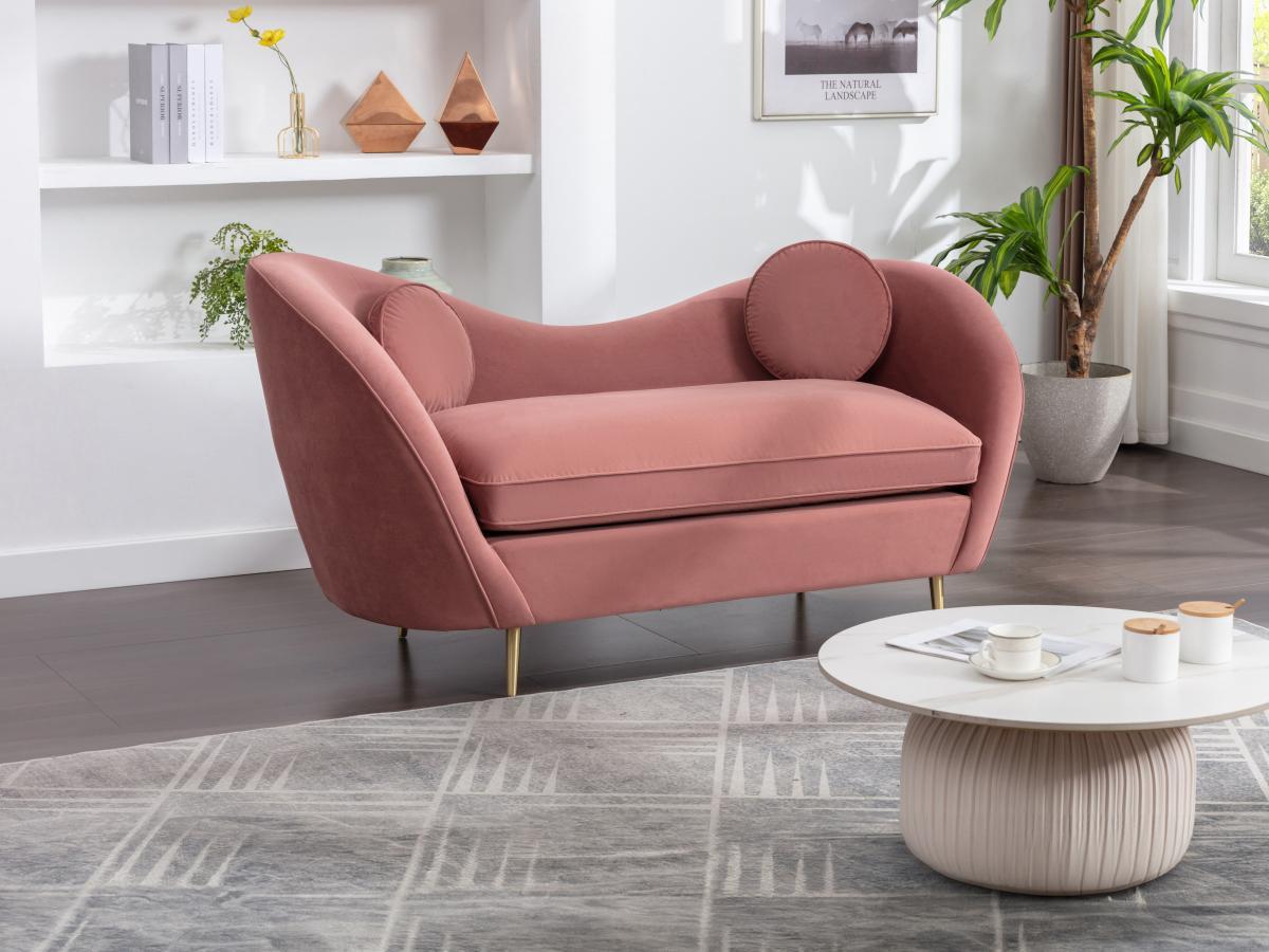 Vente-unique Sofa 2-Sitzer - Samt - Rosa - ORMARA  