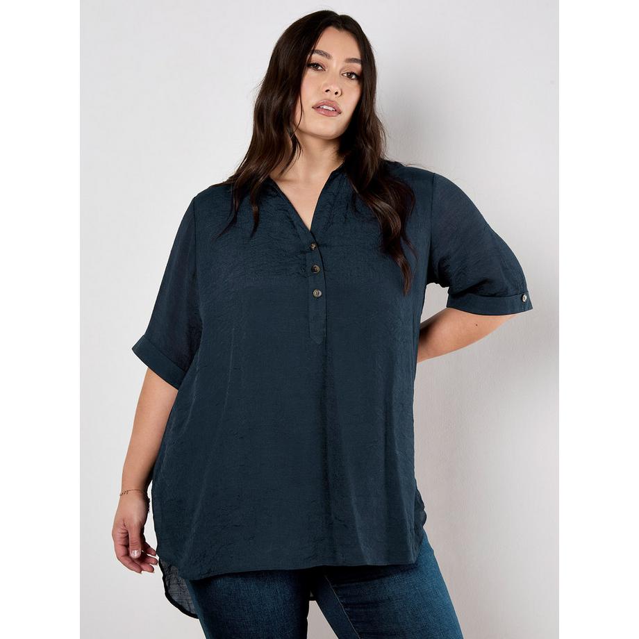 APRICOT Blouse ample en coton flammé brillant  