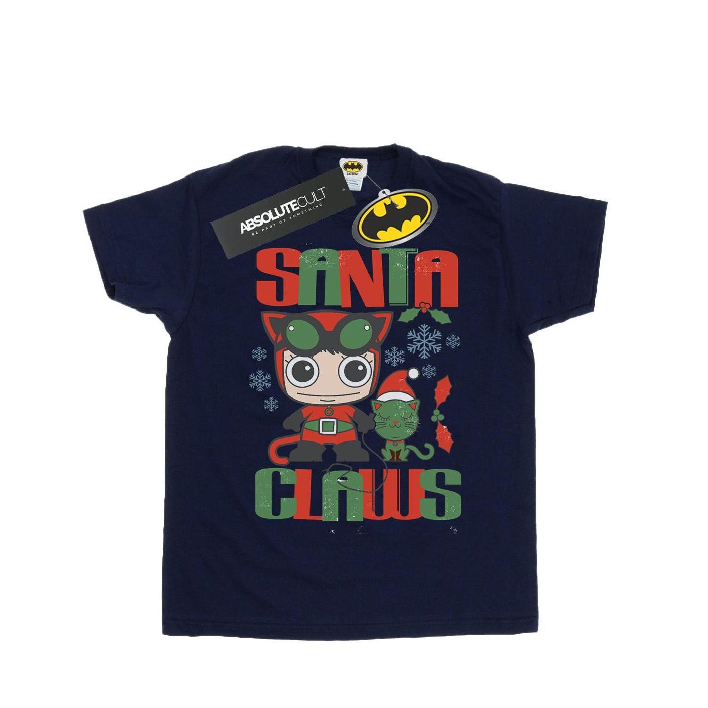 Image of Chibi Catwoman Santa Claws Tshirt Mädchen Marine 140/146