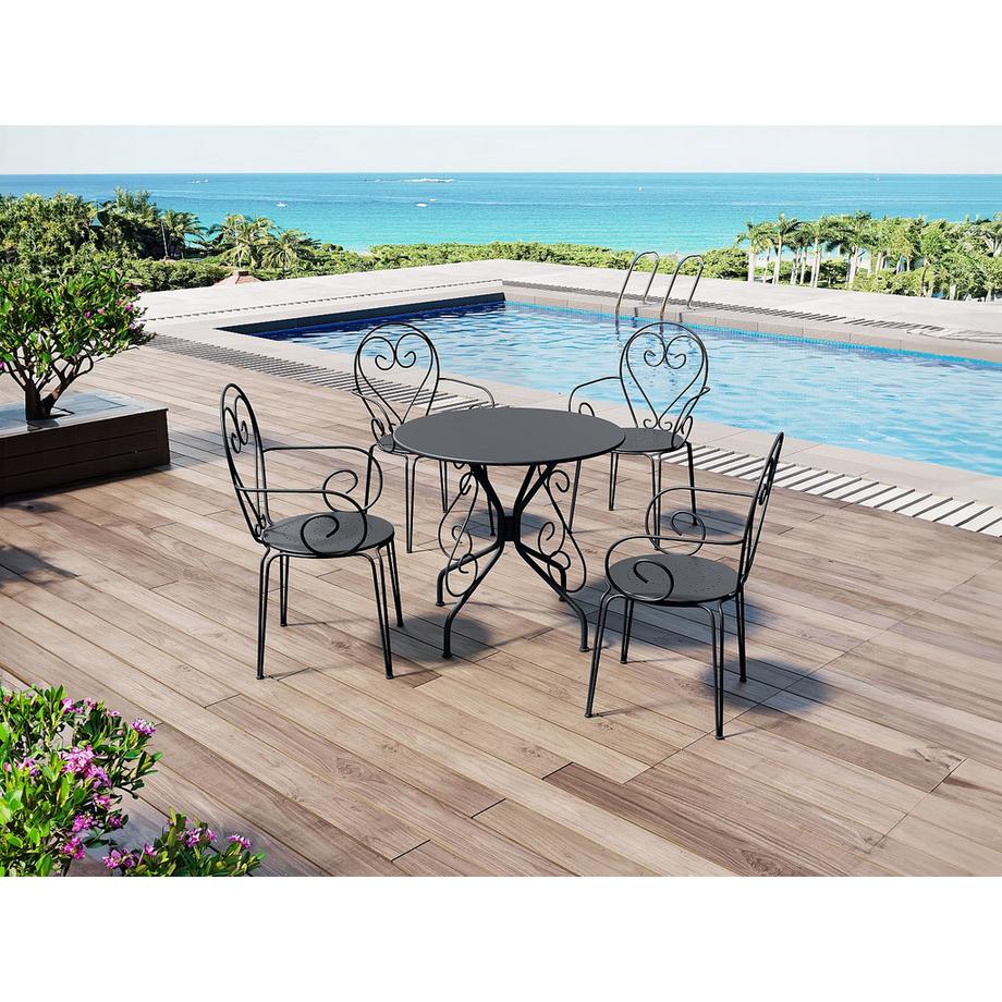 Vente-unique Table de jardin en métal façon fer forgé GUERMANTES  