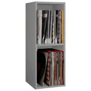 VCM Holz Stand Regal | Regal mit 2 großen Fächer | Maße: H. 72 x B. 34 x T. 30 cm | Platz für 65 Schallplatten | 1 fester Fachboden - Platto  