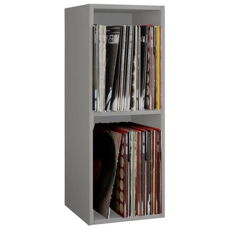 VCM Holz Stand Regal | Regal mit 2 großen Fächer | Maße: H. 72 x B. 34 x T. 30 cm | Platz für 65 Schallplatten | 1 fester Fachboden - Platto  