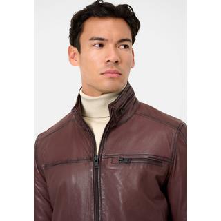 RICANO  Giacca in pelle da uomo Ricma in stile blouson con collo alla coreana 