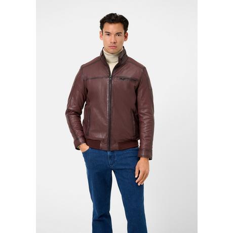 RICANO  Giacca in pelle da uomo Ricma in stile blouson con collo alla coreana 