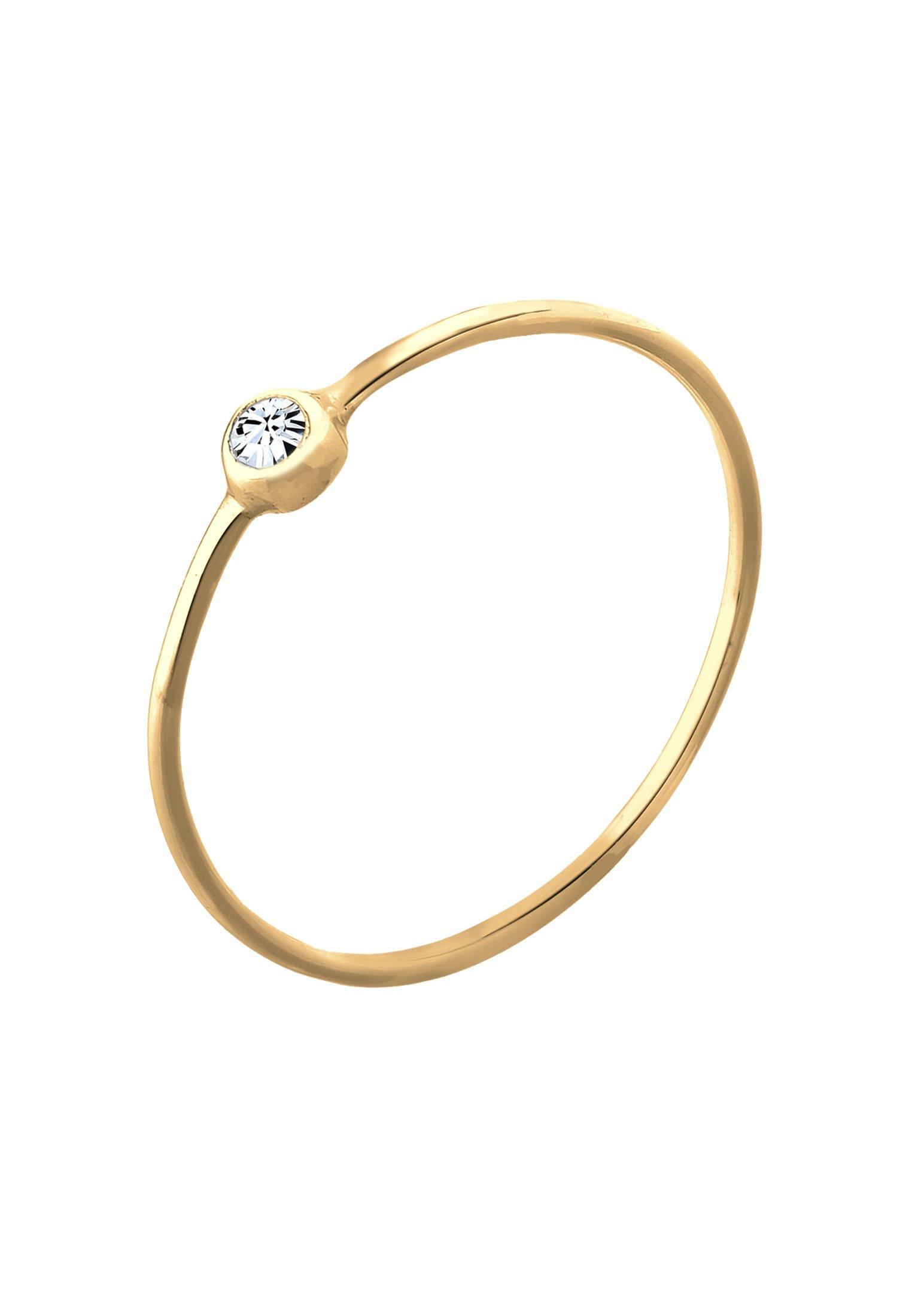 Image of Ring Solitär Stapelring Kristall Damen Gold 56mm