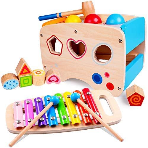 Image of Xylophon Und Hammerspiel Spielzeug Ab 1 Jahr, 3 In 1 Pädagogisches Vorschullernen Musikspielzeug Unisex Multicolor ONE SIZE