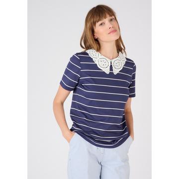 Tee-shirt col broderie anglaise.