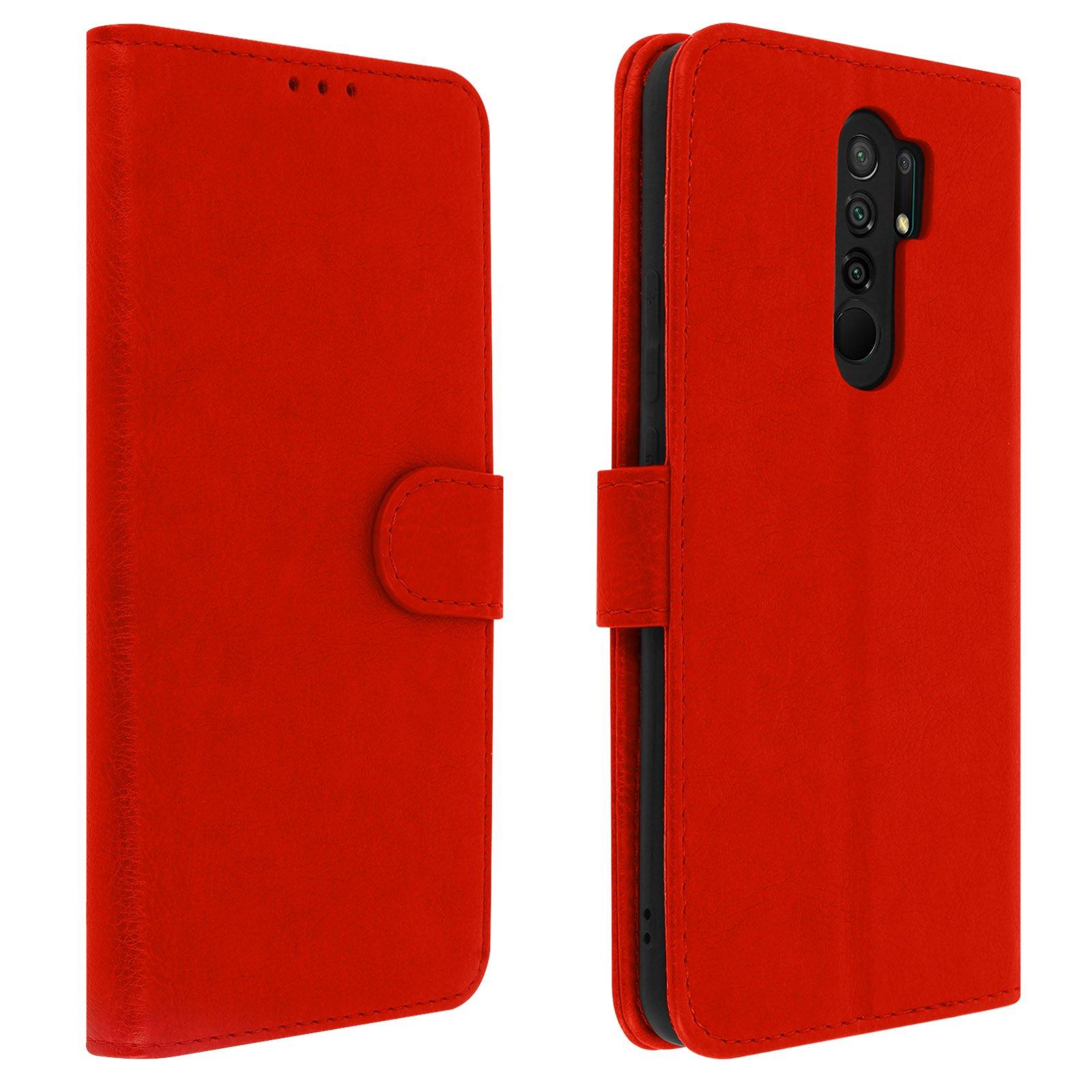 Avizar  Étui Folio Xiaomi Redmi 9 Rouge 