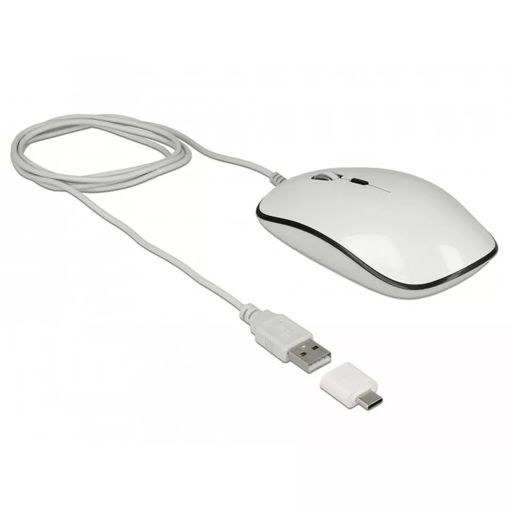 DeLock - 12532 mouse Ambidestro USB tipo A Ottico 3200 DPI, Blanco