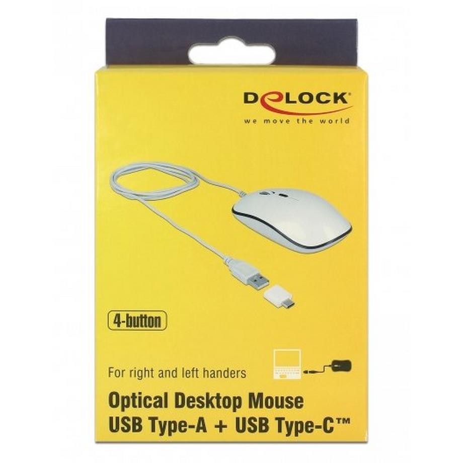DeLock  12532 mouse Ambidestro USB tipo A Ottico 3200 DPI 