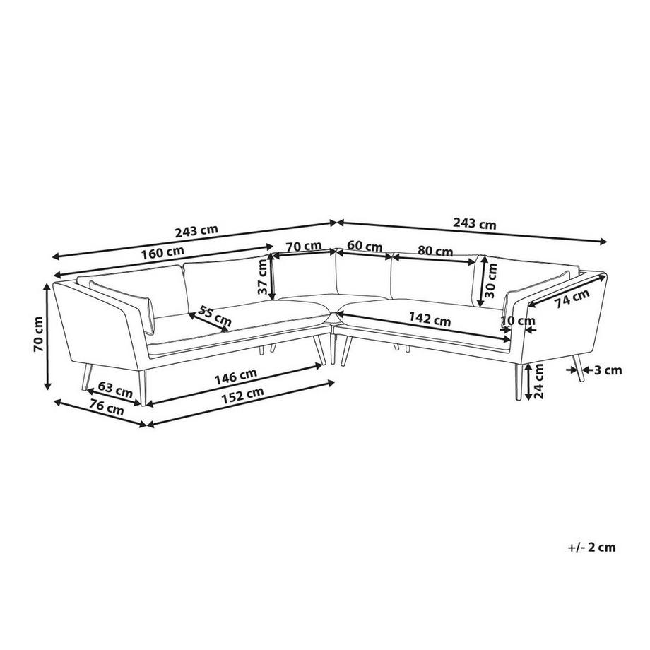 Beliani Ecksofa aus Stoff Modern LORETELLO  