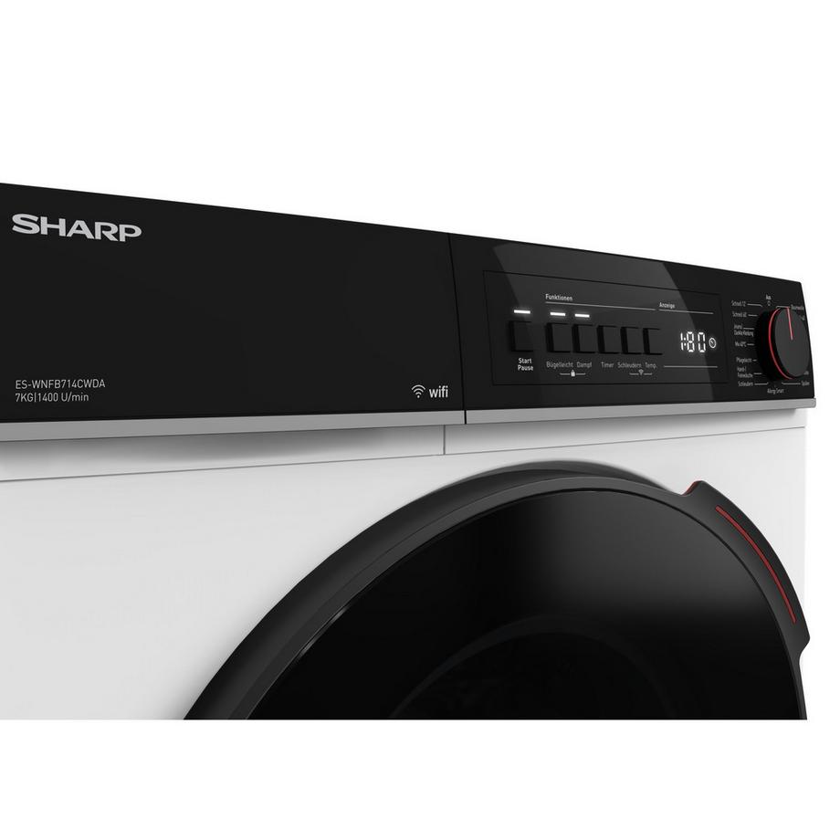 SHARP Machine à laver 7kg ES-WNFB714CWDA-CH, WiFi, Classe A  