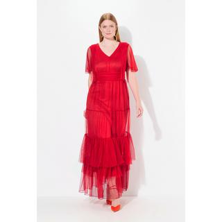 Ulla Popken  Maxikleid, Mesh, Drapierung, Fledrmaus-Ärmel 