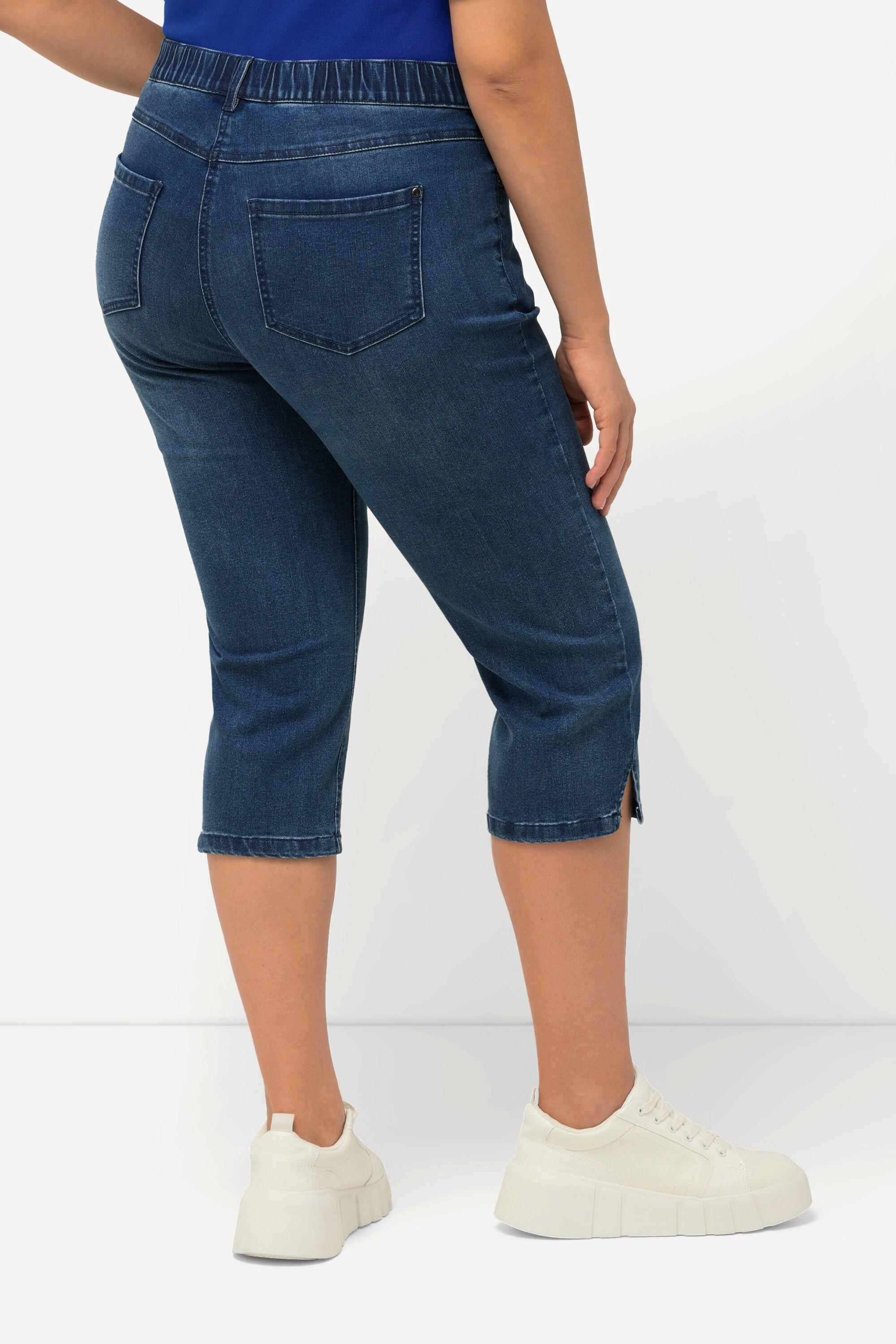 Ulla Popken  Capri Jeans Sarah, schmale 5-Pocket-Form, Saumschlitz 