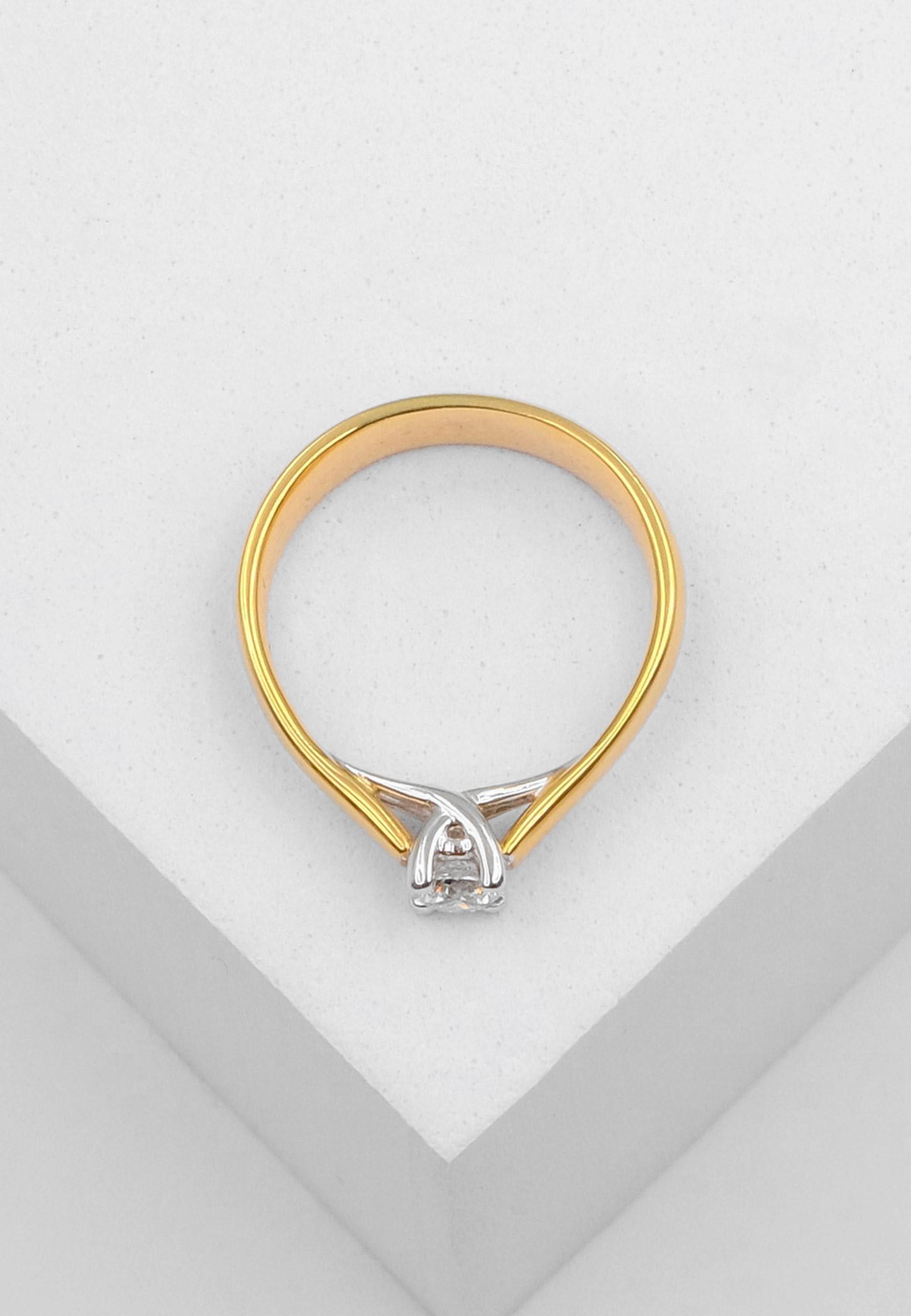 MUAU Schmuck  Solitaire Ring Diamant 0.50ct. Bicolor Gelb-/Weissgold 