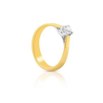 Bague Solitaire Diamant 0.50ct. Bicolore jaune/blanc or