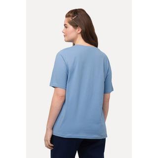 Ulla Popken  T-shirt, PURE, col en V, manches mi-hauteur, coton bio 