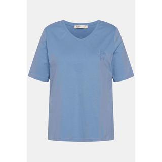 Ulla Popken  T-shirt, PURE, col en V, manches mi-hauteur, coton bio 