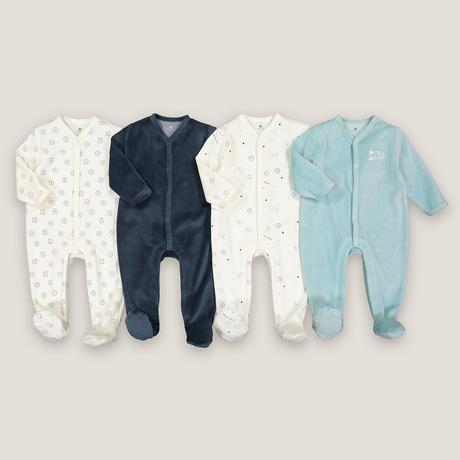 La Redoute Collections  Lot de 4 pyjamas 1 pièce en velours 