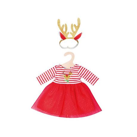 Heless  Weihnachtskleid mit Haarband Rentier Rudi (35-45cm) 