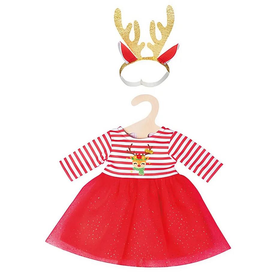 Weihnachtskleid mit Haarband Rentier Rudi (35-45cm)