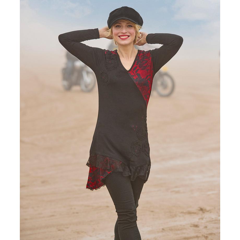 Joe Browns Bedruckte Tunika Spitzenbesatz Blumenapplikationen  