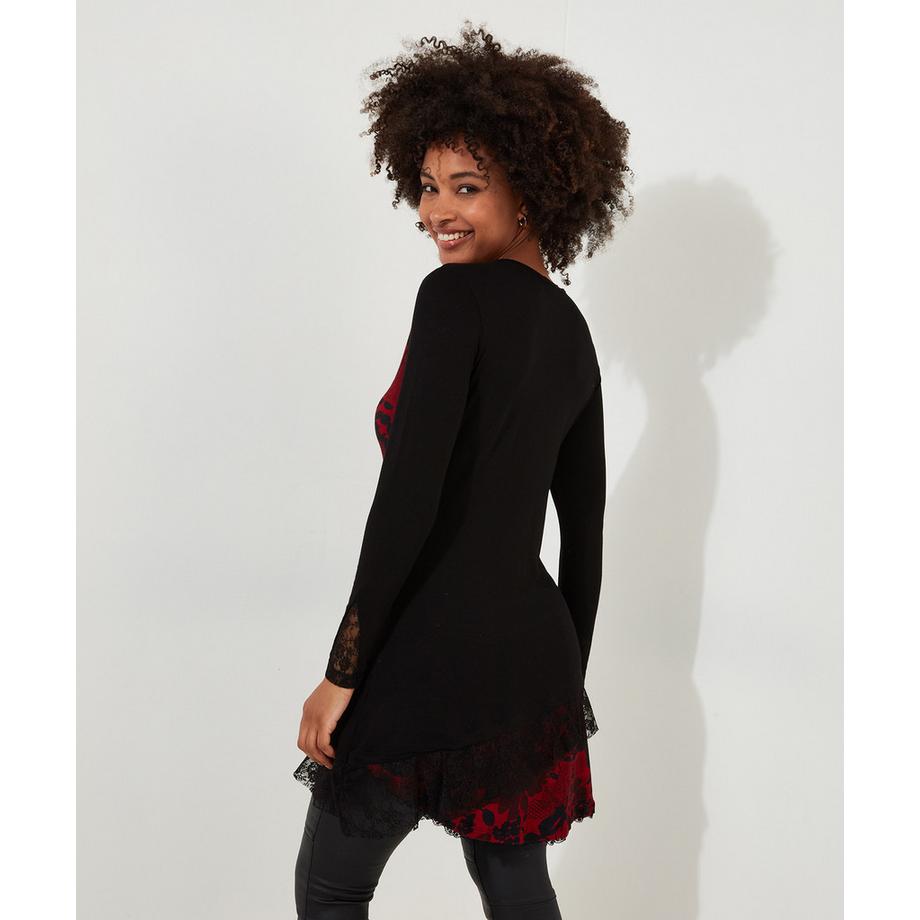 Joe Browns Bedruckte Tunika Spitzenbesatz Blumenapplikationen  