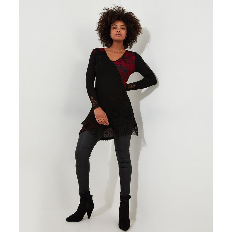 Joe Browns Bedruckte Tunika Spitzenbesatz Blumenapplikationen  