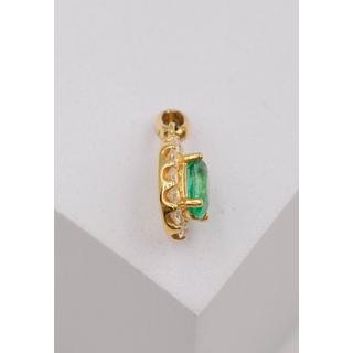 MUAU Schmuck  Anhänger Gelbgold 750 Smaragd 0.38ct. Brillanten 0.24ct. 16x8mm 