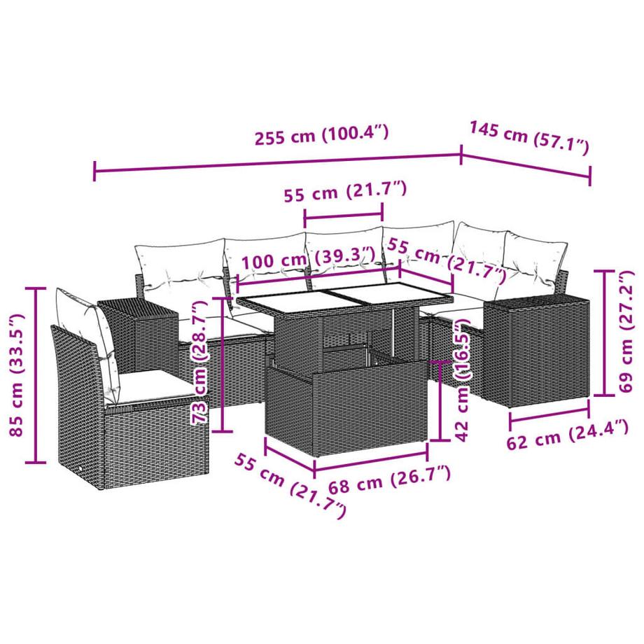 VidaXL set divano da giardino Polirattan  