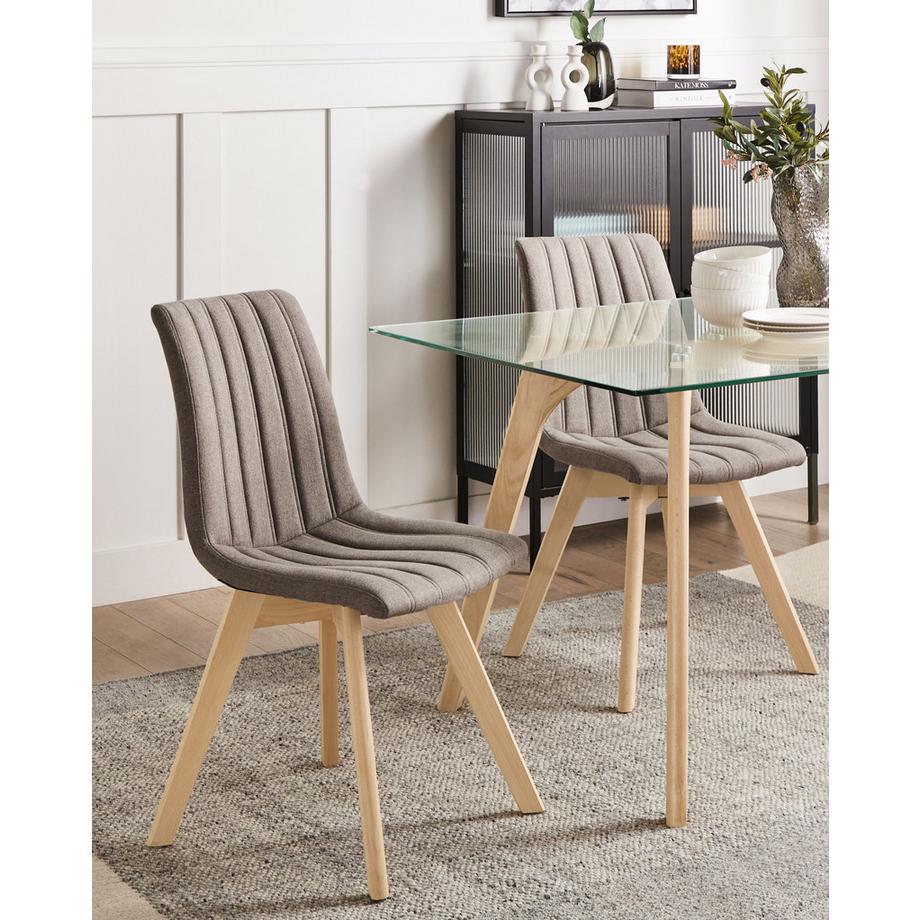 Beliani Lot de 2 chaises de salle à manger en Tissu  CALGARY  