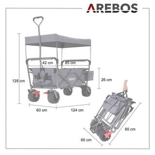 Arebos  Charrette à bras avec toit | Charrette à bras | Chariot de transport | Chariot d'équipement 