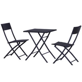 Northio Set Da Bistrot In Polyrattan Per 2 Persone, Set Di Mobili Da Giardino In Rattan, Nero  