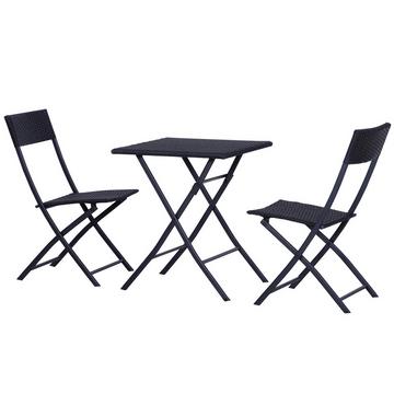 Set Da Bistrot In Polyrattan Per 2 Persone, Set Di Mobili Da Giardino In Rattan, Nero