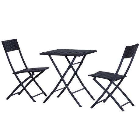 Northio Set Da Bistrot In Polyrattan Per 2 Persone, Set Di Mobili Da Giardino In Rattan, Nero  