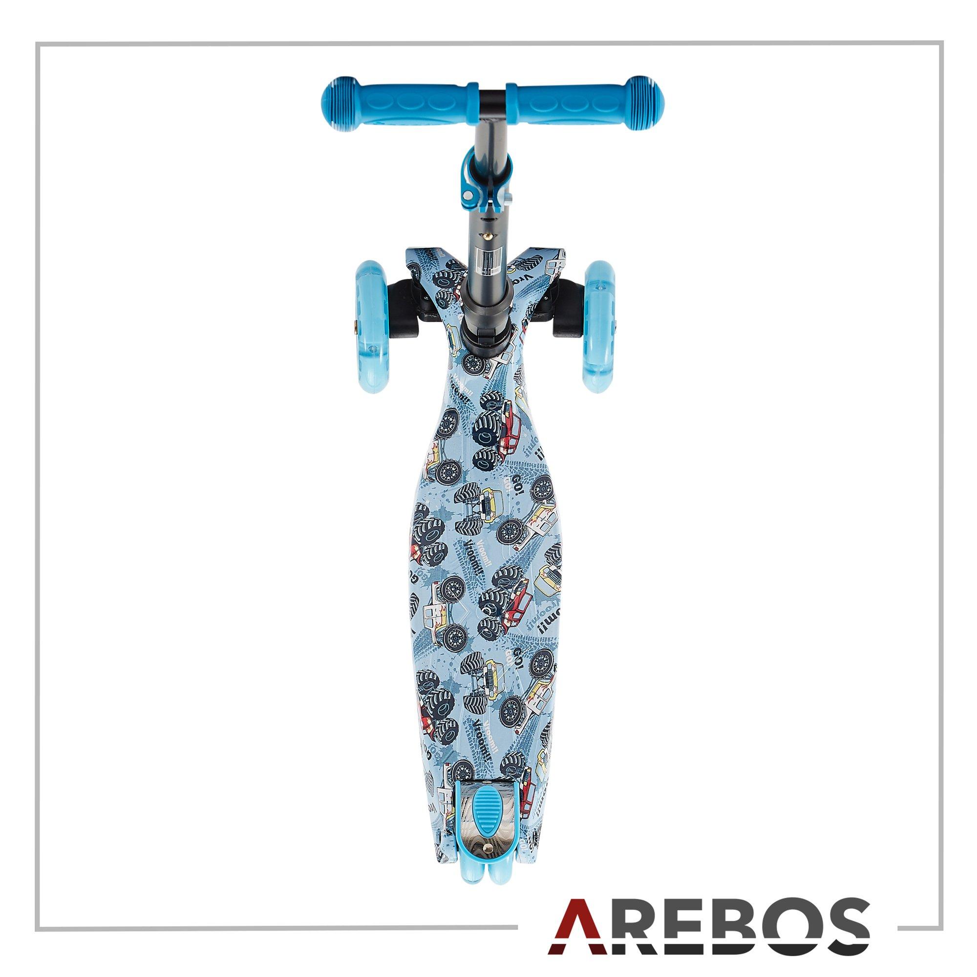 Arebos  Trottinette Kickscooter | Trottinette de ville | Trottinette enfant | Roues LED | Pliable 