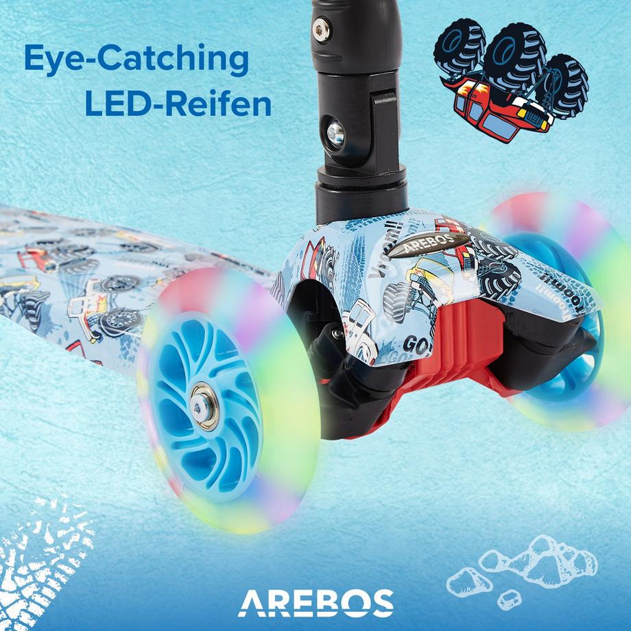 Arebos  Monopattino | Monopattino da città | Monopattino per bambini | Ruote a LED | Pieghevole 