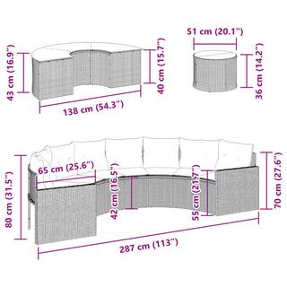 VidaXL Ensemble de canapé de jardin rotin synthétique  